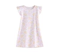 SAMGU Mädchen Nachthemd Rüschen Sleeve Kinder Nightdress Sommer Nachtkleid Rosa fur 3-8 Jahre Prinzessin Nachtwäsche