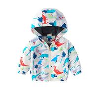 SAMGU Unisex Kinder Jacke Kapuzen Dinosaurier Cartoon Aufdruck Winddicht Windjacke Frühling Herbst Sommer Outwear Mädchen Jungen Softshelljacke Sweatjacke Kapuzenjacke Mantel 1-6 Jahre