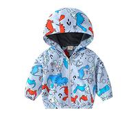SAMGU Unisex Kinder Jacke Kapuzen Dinosaurier Cartoon Aufdruck Winddicht Windjacke Frühling Herbst Sommer Outwear Mädchen Jungen Softshelljacke Sweatjacke Kapuzenjacke Mantel 1-6 Jahre