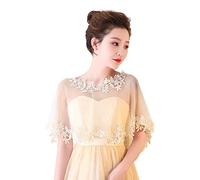 SamHeng Spitzen Umhang Hochzeit Cape für Braut, Damen Bestickte Blume Bolero Schalwickel Schulterbedeckung Tüll Capelets Schal Stola für Abendparty Performance Kostüm Foto Requisiten (Champagner)