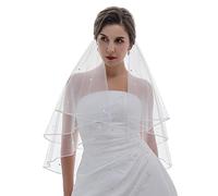 SAMKY Venus Jewelry Brautschleier aus Kristallperlen für Damen Ellenbogen Länge 30 Zoll Elfenbein