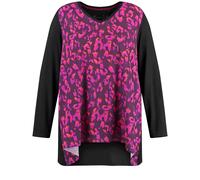 SAMOON - Ausgestelltes Langarmshirt mit Blusenfront black gemustert - Gr. - 46