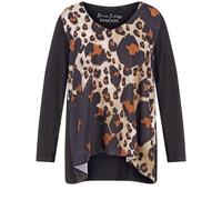 SAMOON - Ausgestelltes Langarmshirt mit Leo-Print black gemustert - Gr. - 46