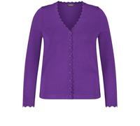 SAMOON - Basic Strickjacke mit Wellenkanten violet - Gr. - 42