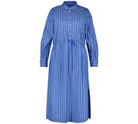 SAMOON - Baumwollkleid mit Streifen-Dessin und Tunnelzug blau - Gr. - 42