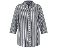 Samoon Damen 3/4 Arm Bluse mit Streifen-Dessin 3/4 Arm, geknöpfte Armschlitze gestreift Navy Gemustert 44