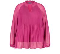 Samoon Damen Ausgestellte Plisseebluse Langarm, Ballonärmel, elastischer Ärmelsaum unifarben Bright Amazing Pink 52