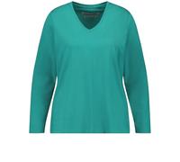 Samoon Damen Basic Langarmshirt Langarm unifarben Smaragd 46