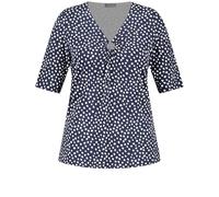 Samoon Damen Gepunktetes Halbarmshirt mit Zierring halber Arm gepunktet Dark Lake Blue Gemustert 50