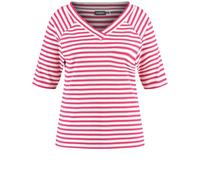 Samoon Damen Geringeltes Halbarmshirt mit RIPP-Struktur halber Arm, Raglanarm gestreift Barberry Red Ringel 48