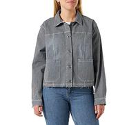 Samoon Damen Gestreifte Jeansjacke geknöpfte Armschlitze, Langarm gestreift Mood Blue Gemustert 42