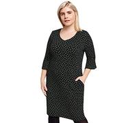 Samoon Damen Kleid Gewebe 180601-27206, Knielang, Gepunktet, Gr. 54, Mehrfarbig (Black Gemustert 1000)