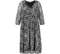 Samoon Damen Meshkleid mit Animal-Print 3/4 Arm Kleid Gewirke Gemustert, Animal-Print knieumspielend, wadenlang Black Gemustert 46