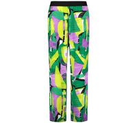 Samoon Damen Palazzohose mit Allover-Print Carlotta Gemustert reguläre Länge Lemon Green Gemustert 42