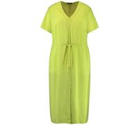 Samoon Damen Sommerkleid in Midilänge Kurzarm, mit Ärmelaufschlag unifarben wadenlang Lemon Green 48