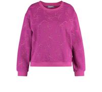 Samoon Damen Sweatshirt mit Kordelapplikation Langarm, Ärmelbündchen unifarben Amazing Pink Gemustert 50
