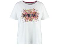 Samoon Damen T-Shirt Kurzarm Frontprint White Gemustert. 48