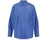 SAMOON - Gestreifte Baumwollbluse mit Strass-Applikation blau - Gr. - 44