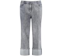 SAMOON - HOSE JEANS VERKUERZT mid grey melange - Gr. - 46