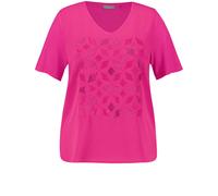 SAMOON - Kurzarmshirt mit fließender Web-Front pink - Gr. - 44