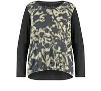 SAMOON - Lässiges Longsleeve mit Frontprint 01102 BLACK GEMUSTER - Gr. - 44