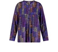 SAMOON - Langarmbluse mit aufspringenden Kellerfalten 08102 NAVY GEMUSTERT - Gr. - 44