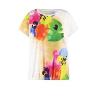 SAMOON - T-Shirt mit gerafftem Saum white gemustert. - Gr. - 46