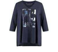 SAMOON - Shirt mit glitzerndem Frontprint blau - Gr. - 44
