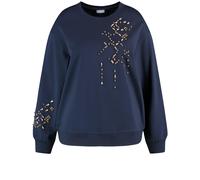 SAMOON - Sweatshirt mit Glitzersteinen 08450 DARK LAKE BLUE - Gr. - 42