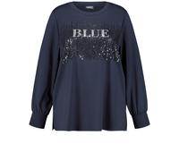 SAMOON - Sweatshirt mit verziertem Wording-Print dark lake blue - Gr. - 52