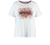 Samoon Damen T-Shirt Kurzarm Frontprint White Gemustert. 46