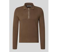 Samsøe Samsøe Slim Fit Pullover mit Polokragen Modell 'GUNA' in Dunkelbraun, Größe XL