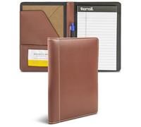 Samsill Kontrast Stich Portfolio Leder, Junior Größe, 12,7 x 20,3 cm Schreibblock, schwarz (71730) braun