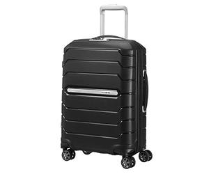 Samsonite Flux Spinner Handgepäck-Koffer, 55 cm | Schwarz, erweiterb. Hartschalenkoffer, 37/44 L, mit leichtl. Spinnerrollen und U-förmigem Reißverschluss-Trenner mit Tasche