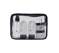 Samsonite TA Revolution - Reiseflaschen Set für Handgepäck, 3X 60 ml Silikonflaschen und 2X 30 ml Behältern, Flugzeug-Reiseset, Kulturbeutel Transparent, Blau (Midnight Blue)
