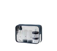 Samsonite TA Revolution - Reiseflaschen Set für Handgepäck, 3X 60 ml Silikonflaschen und 2X 30 ml Behältern, Flugzeug-Reiseset, Kulturbeutel Transparent, Blau (Midnight Blue)