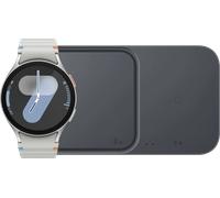 Samsung Galaxy Watch7 Silber 44 mm + Kabelloses Duo-Ladegerät Smartwatch
