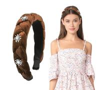 Samt Haarreif Damen, Vintage Trachten Haarreif, Breit Geflochtener Haarreifen, Dirndl Haarschmuck, Mode Edelweiss Stirnband Kopfschmuck, für Oktoberfest Mottoparty Karneval Trachten Kostüm Accessoires