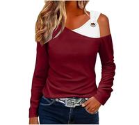 Samt Langarmshirt Dame,Off Shoulder Oberteil Langarm Oversized Pullover Sexy Basic Schulterfreies Shirts Herbst Schulterfrei Sexy Schicke Longbluse Tunike für Büro, Arbeit, Freizeit, Alltag