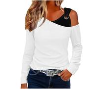 Samt Langarmshirt Dame,Off Shoulder Oberteil Langarm Oversized Pullover Sexy Basic Schulterfreies Shirts Herbst Schulterfrei Sexy Schicke Longbluse Tunike für Büro, Arbeit, Freizeit, Alltag