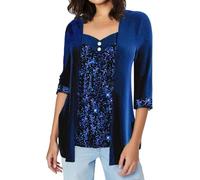 Samt Oberteile Damen Langarm Elegant T-Shirt Große Größen Velvet Samtshirt Wickel Square Neck Bluse für Party Club Alltag Festlich Langarmshirt