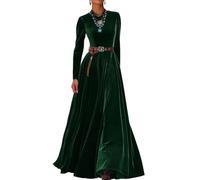 Samtkleid Damen Lang Festlich Abendkleid Damen Elegant Langarm Cocktailkleid Hochzeitsgast Festliche Samt Kleider Hochzeit Silvester Kleid Winter Ballkleid Maxi A Linie Partykleid Schwingen
