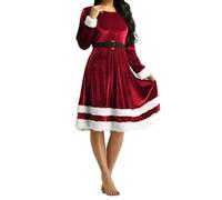 samtkleid Damen Langarm, blitzangebote, Weihnachtskleid Damen Curvy Glitzer Bodycon Samtkleid Cocktailkleid V-Ausschnitt Rotes Swing A-Line Wickelkleid Abendkleider