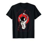 Samurai Krieger Geschenke Japanischer by DAIMMER Damen Schwarz V-Ausschnitt Klassisch Samurai T-Shirt S EU Regular Small