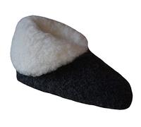 SamWo, 100% reine Schafwolle Hausschuhe Wollhausschuhe Fußwärmer Hüttenschuhe Stiefel schwarz Premium, FW Yeti (47-48, schwarz, numeric_47)