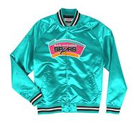 San Antonio Spurs Satin Jacke Türkis - Offizielle NBA Retro Bomberjacke Herren | Glänzende Basketball Jacke mit Teamlogo | Streetwear 90s Style, M
