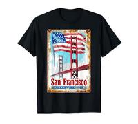San Francisco City Souvenir USA Flagge Golden Gate Bridge T-Shirt