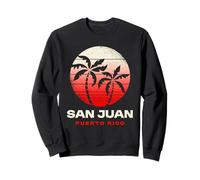 San Juan Puerto Rico Retro Sonnenuntergang Palm Beach Silhouette Sweatshirt