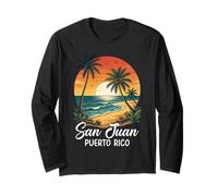 San Juan Puerto Rico Sunset Coast Palmen Langarmshirt