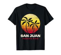 San Juan Puerto Rico Tropischer Retro-Strand mit Palmensonnenuntergang T-Shirt